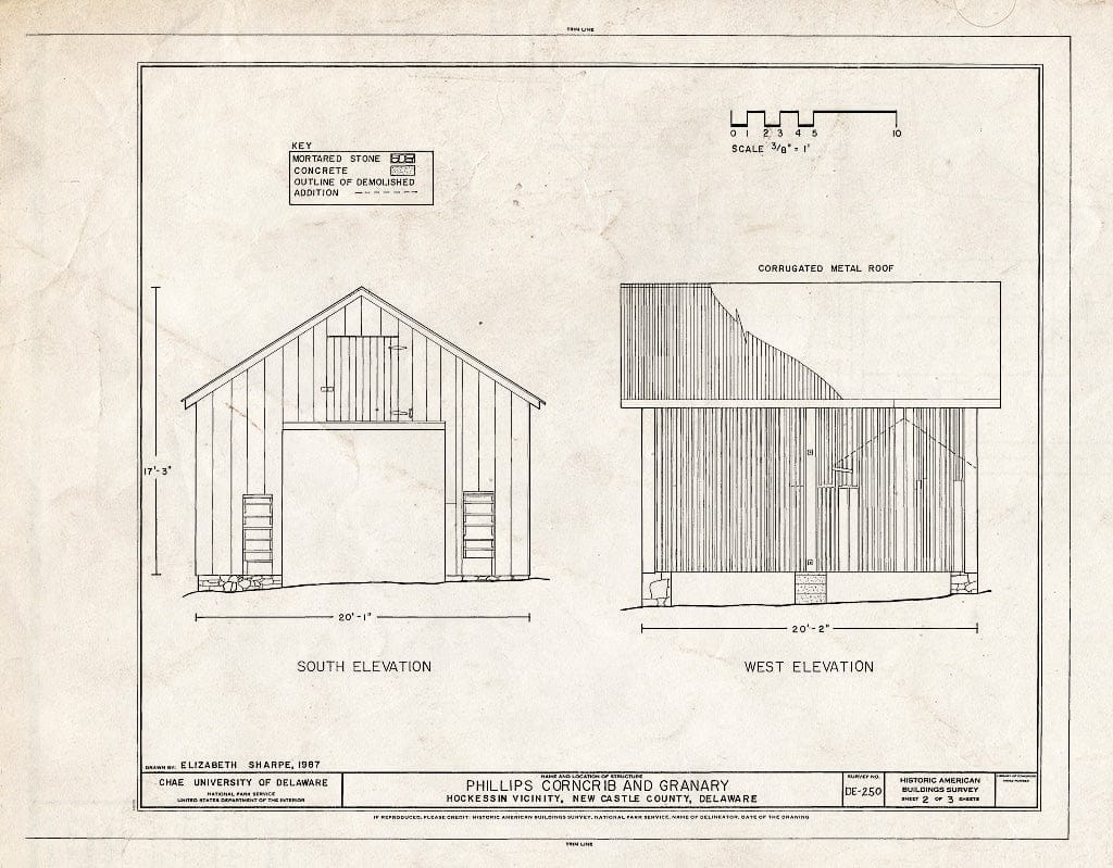 Blueprint HABS DEL,2-HOCK.V,5- (Sheet 2 of 3) - Phillips Corn Crib & Granary, Old Wilmington Road, west of Junction with North Star Route, Hockessin, New Castle County, DE