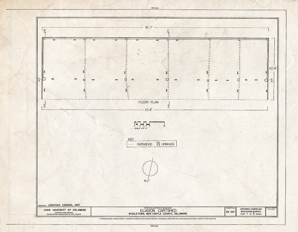 Blueprint HABS DEL,2-MIDTO,1- (Sheet 1 of 3) - Eliason Cartshed, Route 896, Middletown, New Castle County, DE