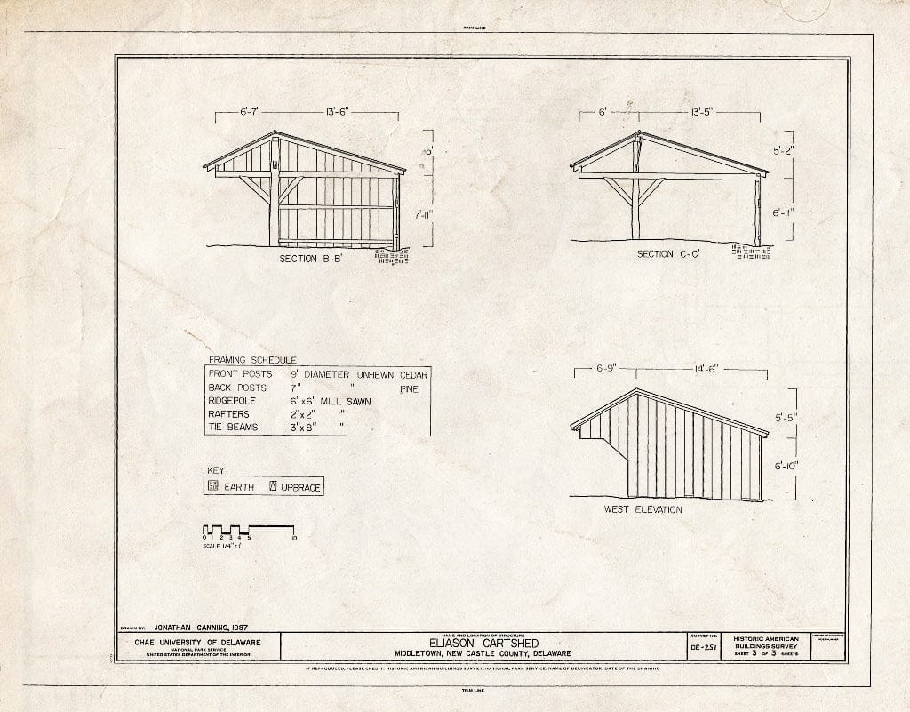 Blueprint HABS DEL,2-MIDTO,1- (Sheet 3 of 3) - Eliason Cartshed, Route 896, Middletown, New Castle County, DE