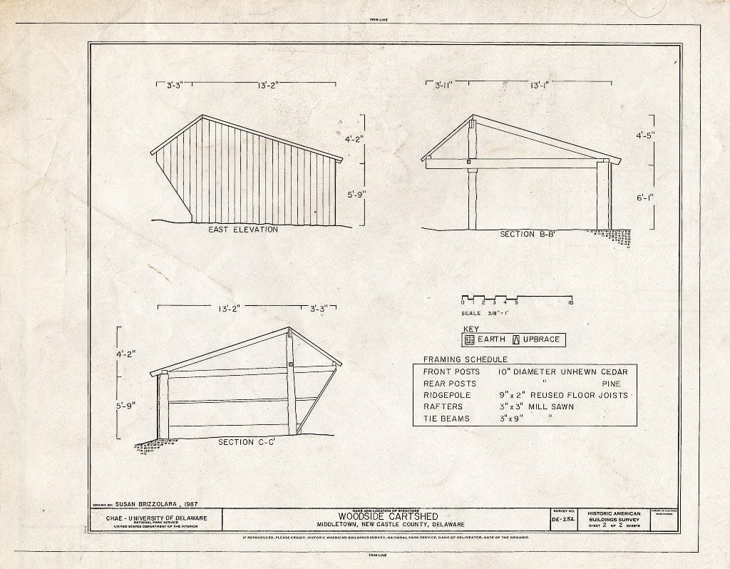Blueprint HABS DEL,2-MIDTO,3- (Sheet 2 of 2) - Woodside Cartshed, R.D. 1, P.O. Box 437 Choptank Road, Middletown, New Castle County, DE
