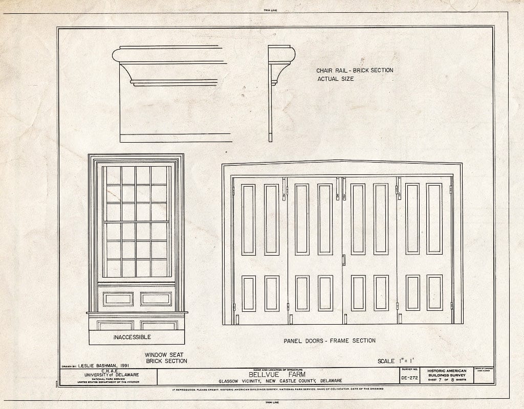 Blueprint HABS DEL,2-GLASG.V,2- (Sheet 7 of 8) - Bellvue Farm, Route 896, Glasgow, New Castle County, DE