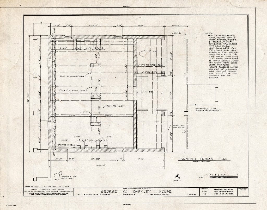 Blueprint HABS FLA,17-Pensa,7- (Sheet 2 of 6) - Barkley House, 410 South Florida Blanca Street, Pensacola, Escambia County, FL