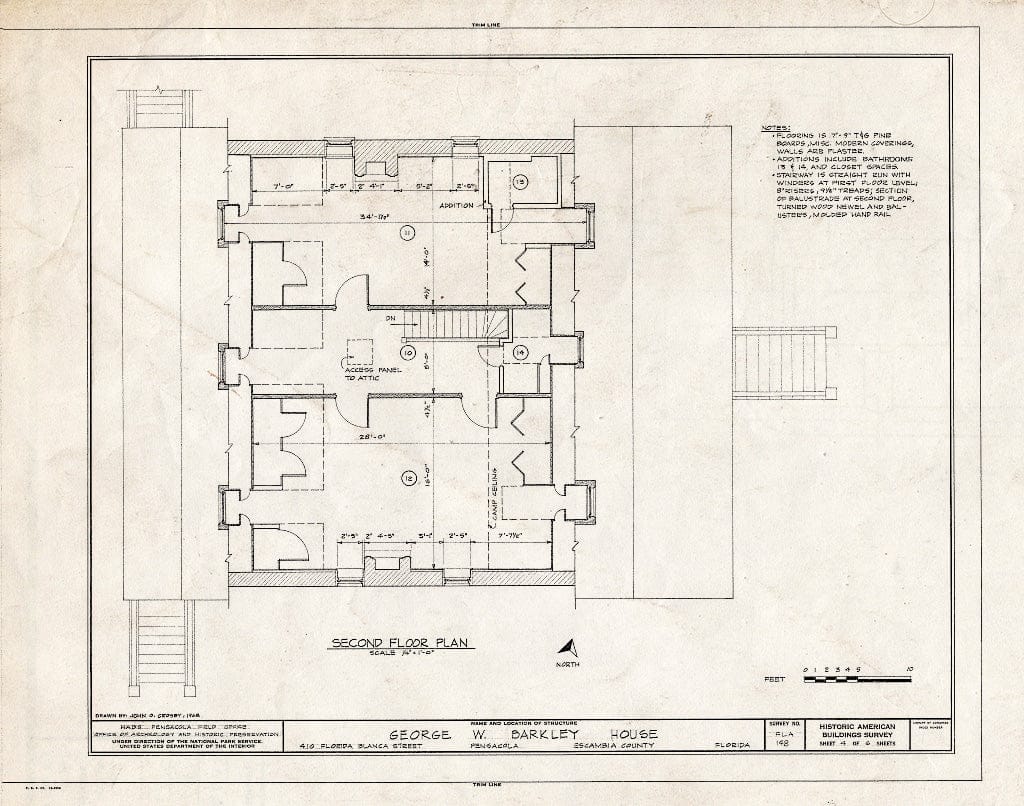 Blueprint HABS FLA,17-Pensa,7- (Sheet 4 of 6) - Barkley House, 410 South Florida Blanca Street, Pensacola, Escambia County, FL