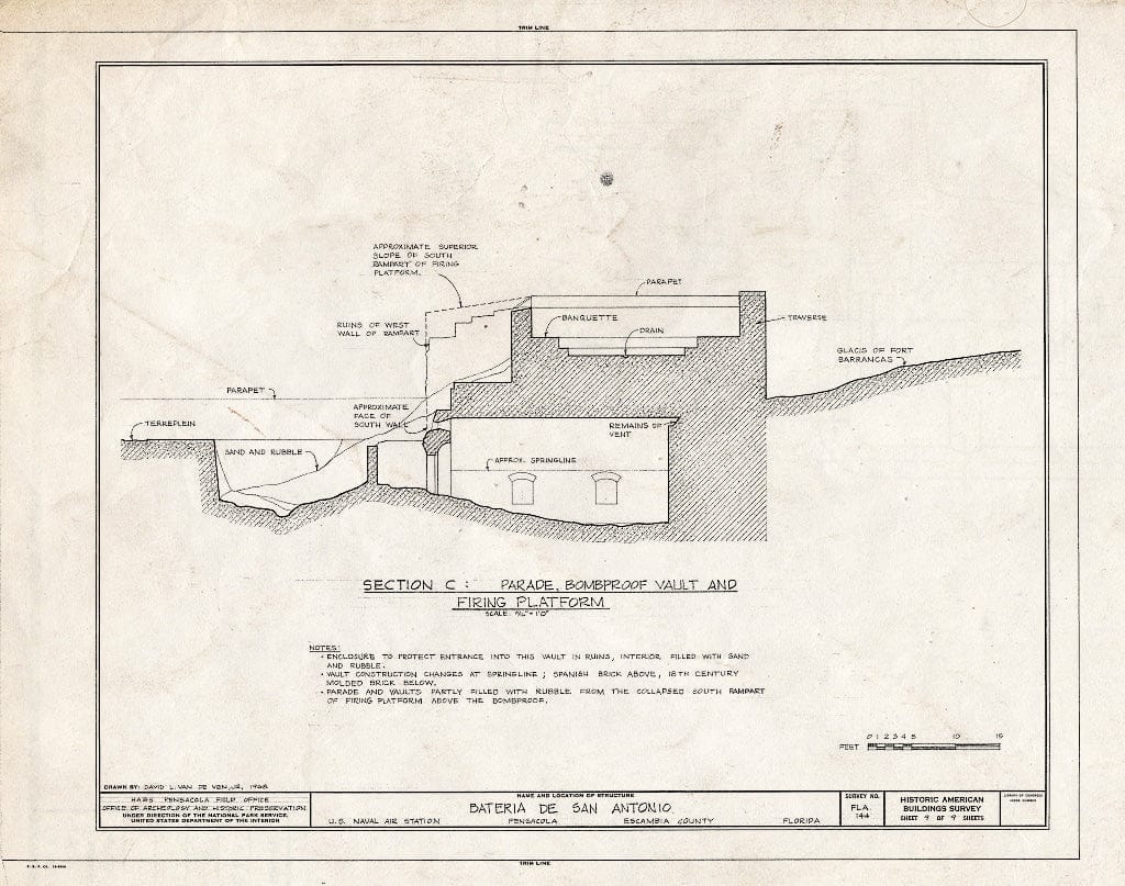 Blueprint HABS FLA,17-Pensa,3- (Sheet 9 of 9) - Bateria de San Antonio, San Carlos & Hovey Roads, Pensacola, Escambia County, FL