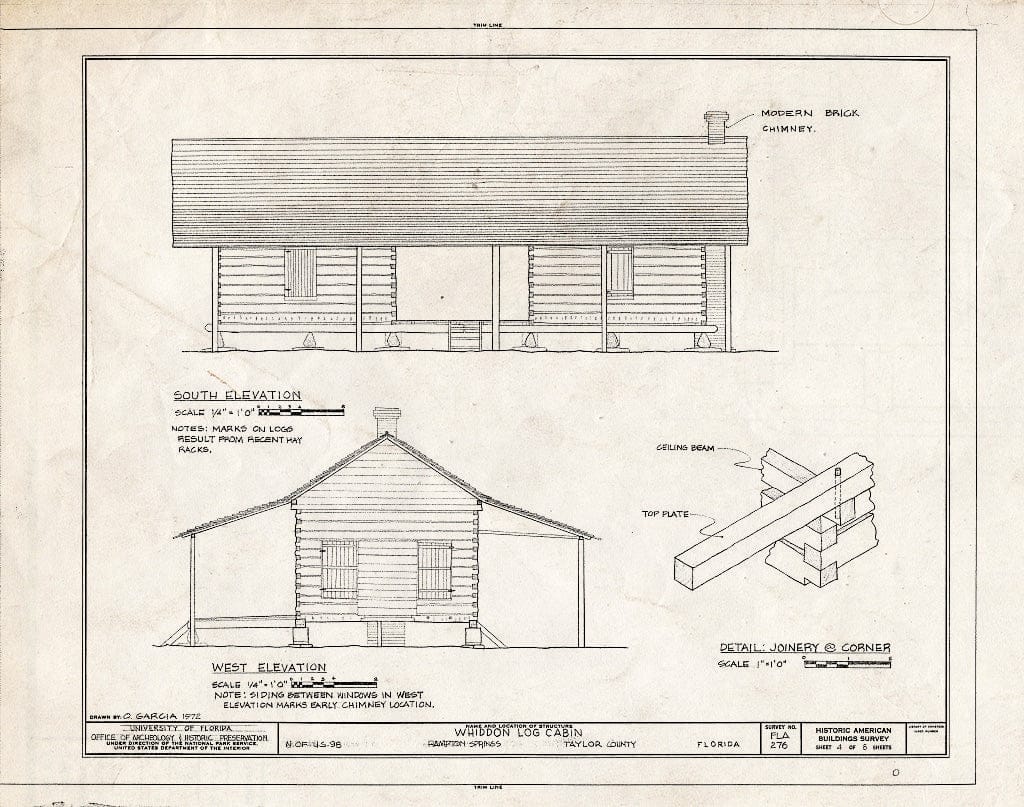 Blueprint HABS FLA,62-HAMPS.V,1- (Sheet 4 of 8) - Whiddon Log Cabin, U.S. Route 98, Hampton Springs, Taylor County, FL