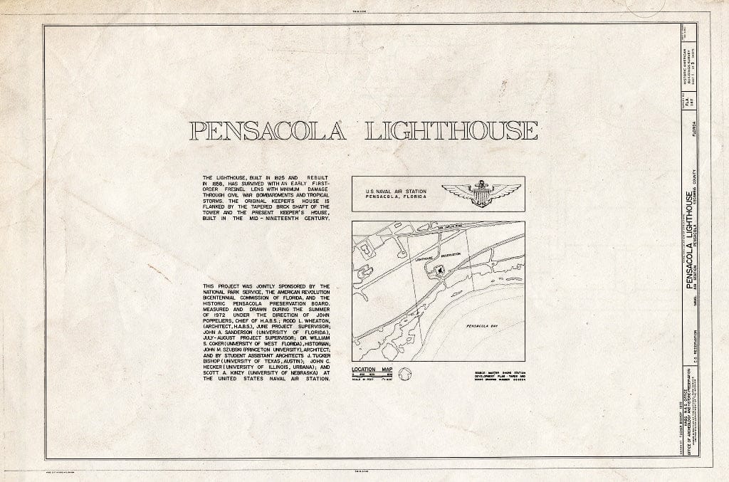 Blueprint HABS FLA,17-Pensa,6- (Sheet 1 of 3) - Pensacola Lighthouse, San Carlos Road, Pensacola, Escambia County, FL