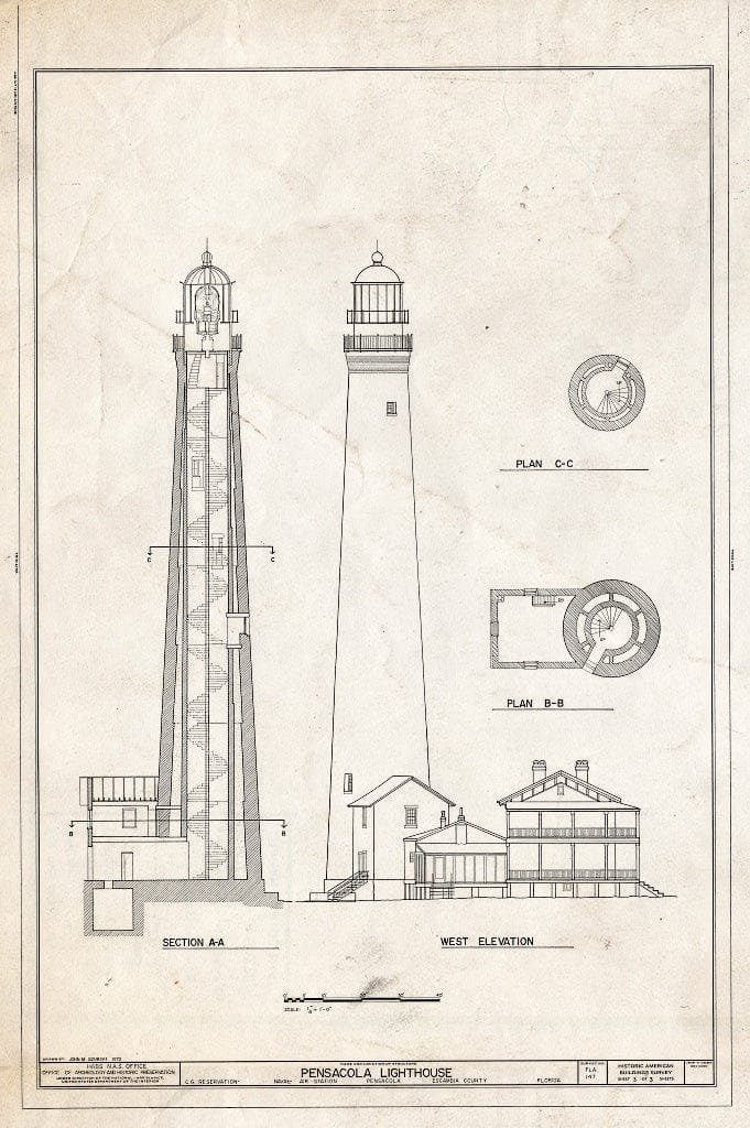 Blueprint HABS FLA,17-Pensa,6- (Sheet 3 of 3) - Pensacola Lighthouse, San Carlos Road, Pensacola, Escambia County, FL