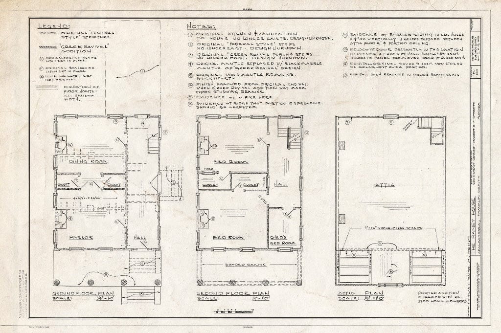 Blueprint HABS FLA,19-APA,1- (Sheet 2 of 4) - The Raney House, Market & F Streets, Apalachicola, Franklin County, FL