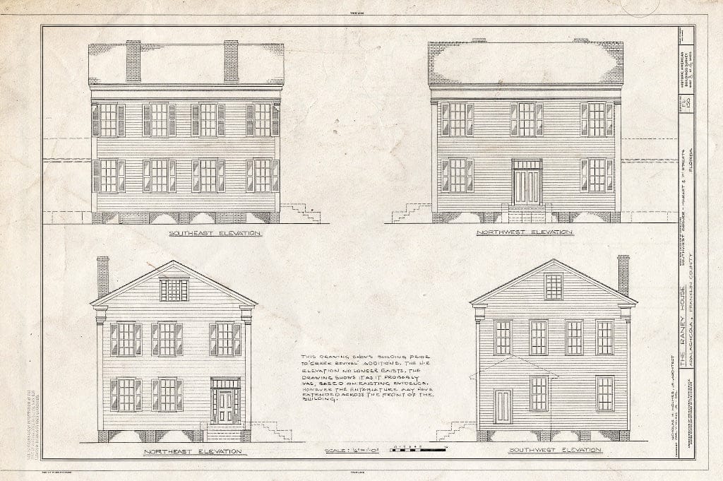 Blueprint HABS FLA,19-APA,1- (Sheet 3 of 4) - The Raney House, Market & F Streets, Apalachicola, Franklin County, FL