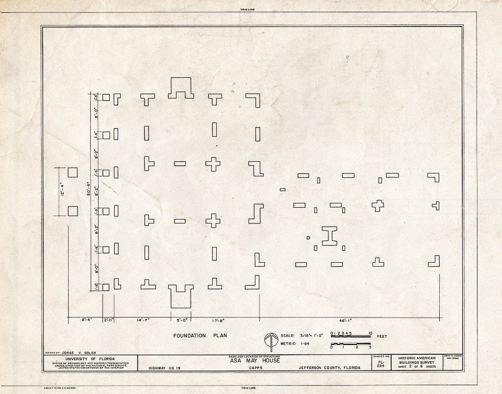 Blueprint HABS FLA,33-Capps,1- (Sheet 2 of 8) - ASA May House, U.S. Route 19, Capps, Jefferson County, FL