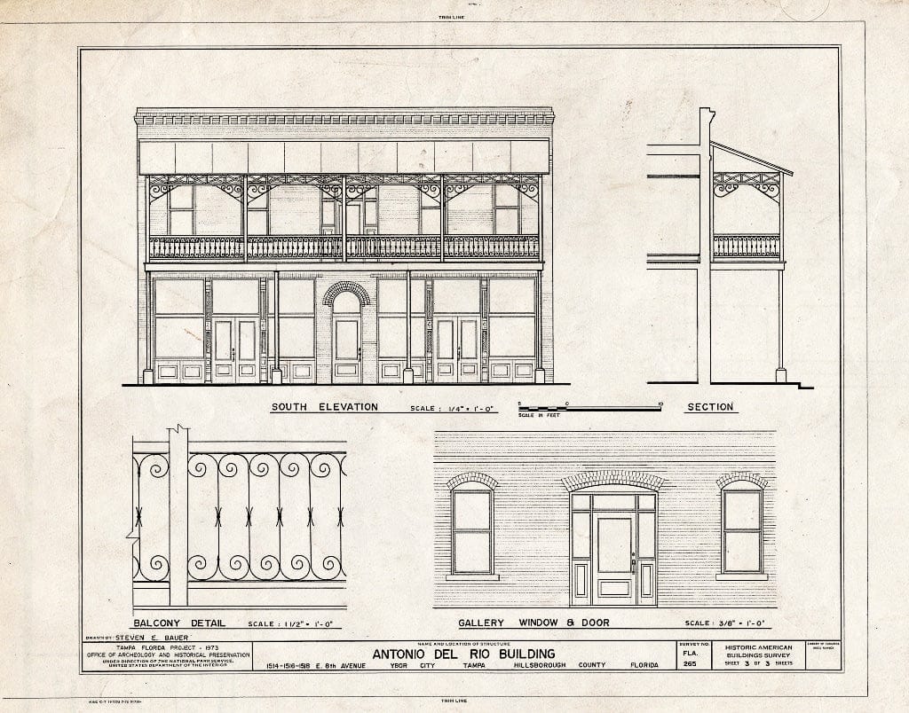 Blueprint HABS FLA,29-TAMP,21- (Sheet 3 of 3) - Antonio del Rio Building, 1514, 1516, 1518 East Eighth Avenue, Tampa, Hillsborough County, FL