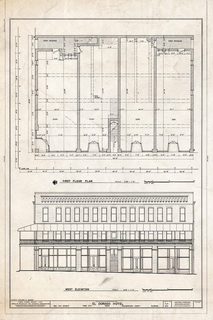 Blueprint HABS FLA,29-TAMP,10- (Sheet 1 of 3) - El Dorado Hotel, 1804 Fourteenth Street, Tampa, Hillsborough County, FL