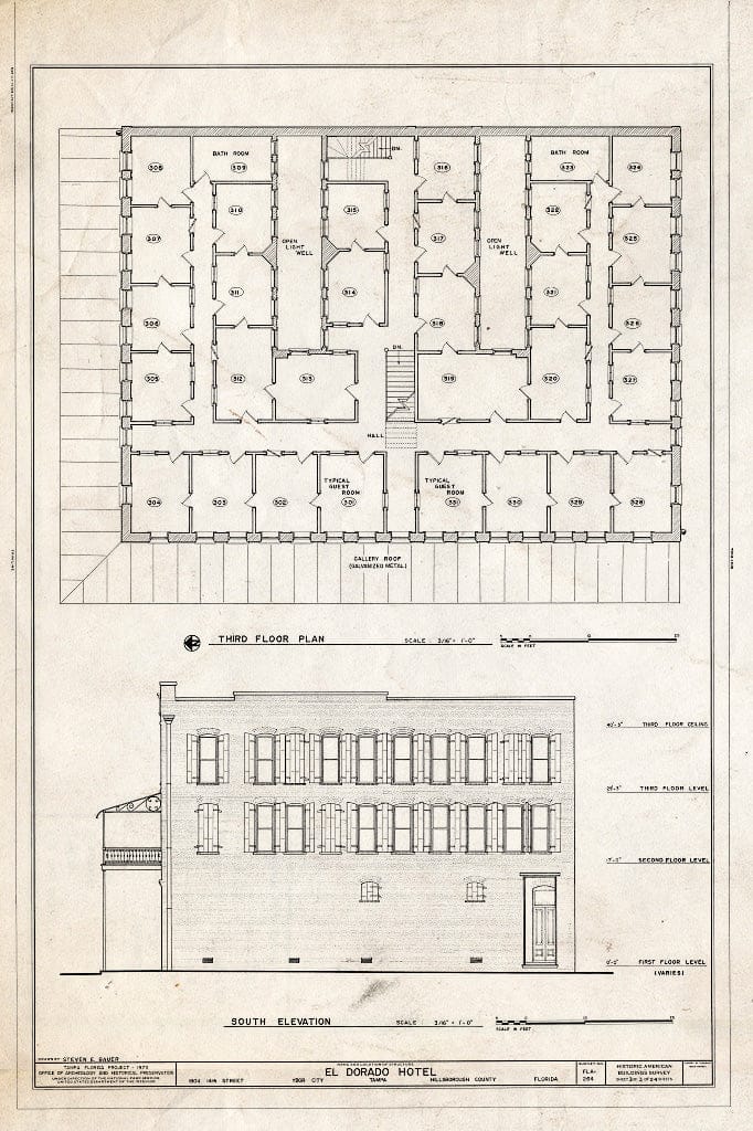 Blueprint HABS FLA,29-TAMP,10- (Sheet 3 of 3) - El Dorado Hotel, 1804 Fourteenth Street, Tampa, Hillsborough County, FL
