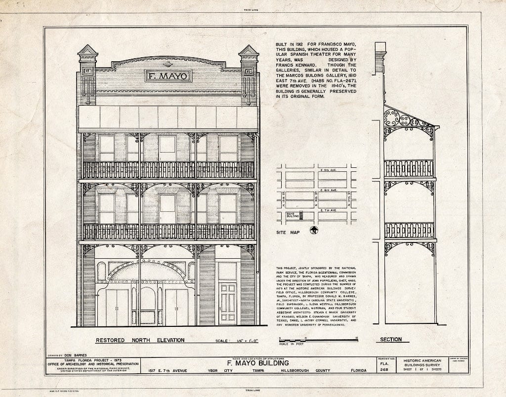 Blueprint HABS FLA,29-TAMP,14- (Sheet 1 of 1) - F. Mayo Building, 1518 East Seventh Avenue, Tampa, Hillsborough County, FL