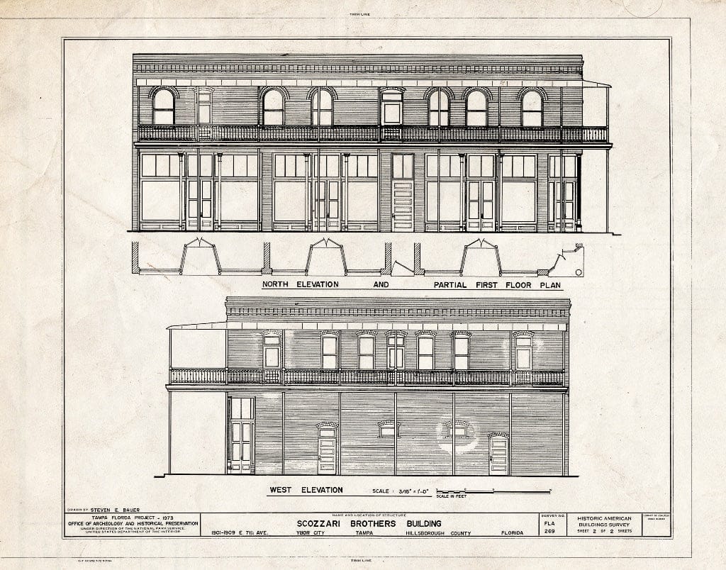 Blueprint HABS FLA,29-TAMP,15- (Sheet 2 of 2) - Scozzari Brothers Building, 1901 East Seventh Avenue, Tampa, Hillsborough County, FL