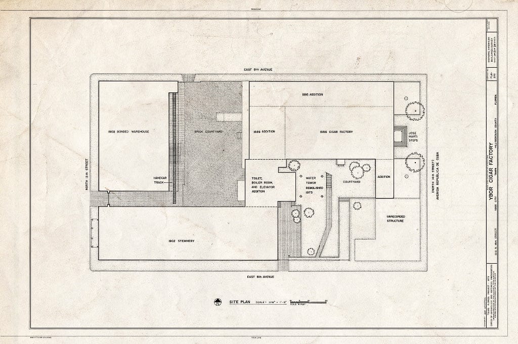 Blueprint HABS FLA,29-TAMP,19- (Sheet 1 of 13) - Ybor Cigar Factory, 1916 North Fourteenth Street, Tampa, Hillsborough County, FL