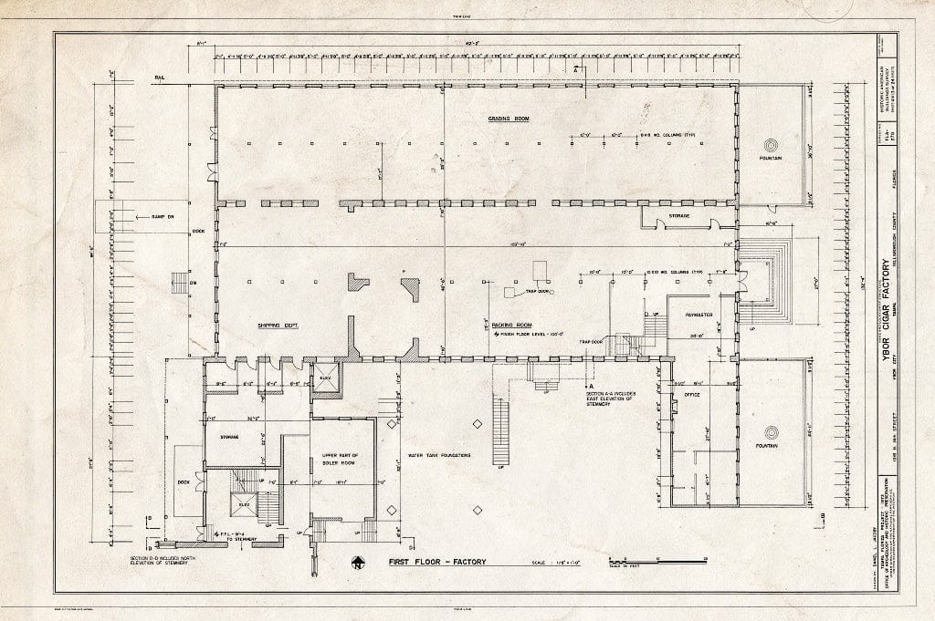 Blueprint HABS FLA,29-TAMP,19- (Sheet 4 of 13) - Ybor Cigar Factory, 1916 North Fourteenth Street, Tampa, Hillsborough County, FL