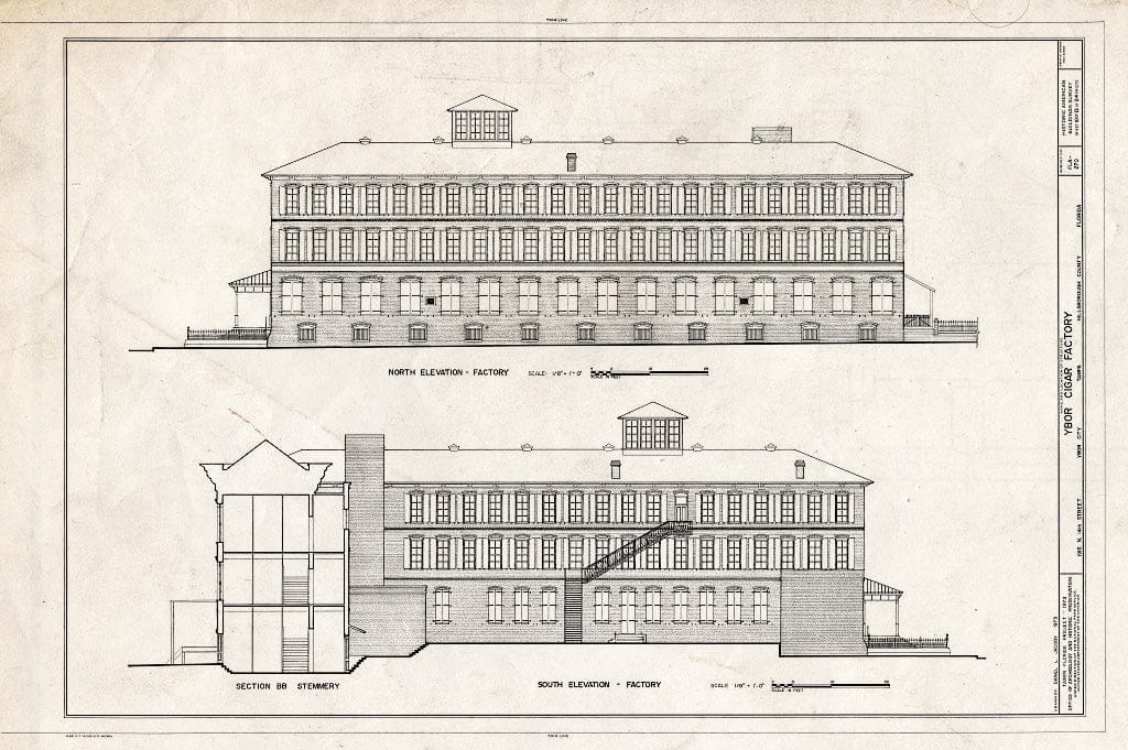 Blueprint HABS FLA,29-TAMP,19- (Sheet 10 of 13) - Ybor Cigar Factory, 1916 North Fourteenth Street, Tampa, Hillsborough County, FL