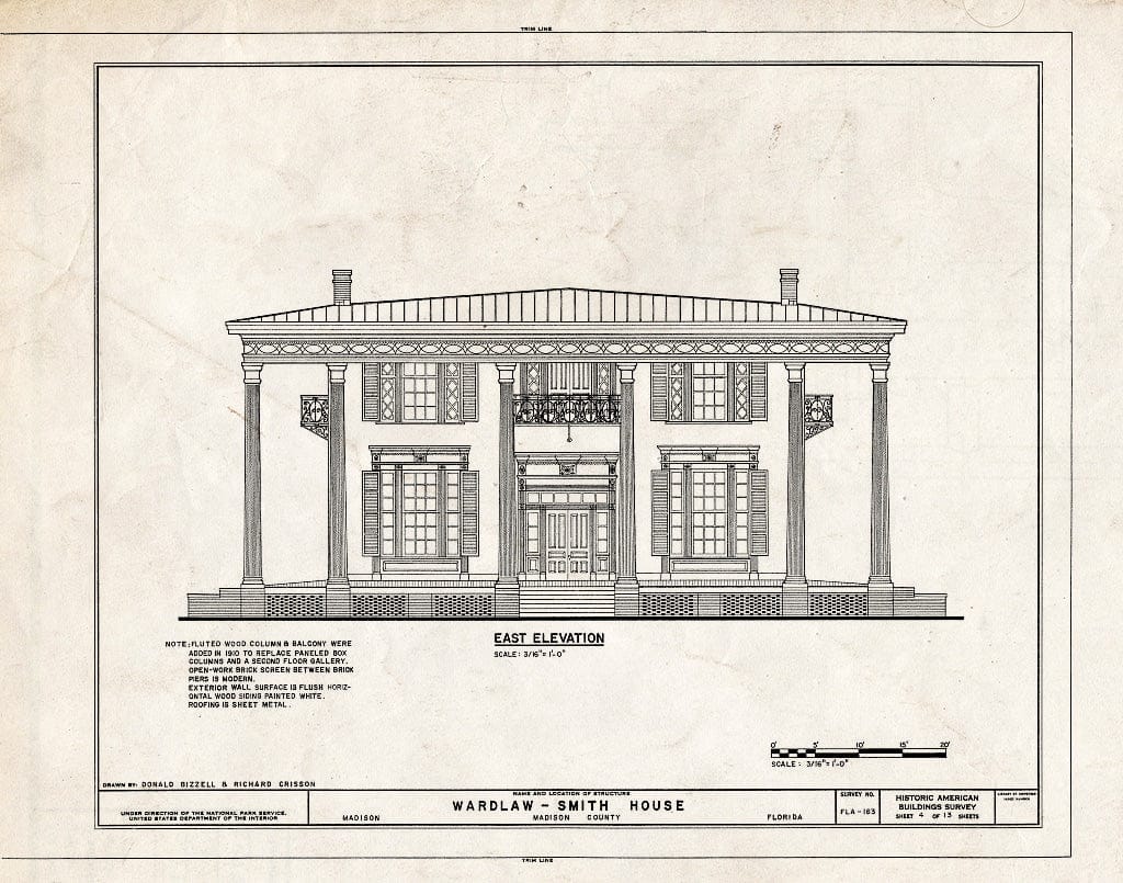 Blueprint HABS FLA,40-MAD,1- (Sheet 4 of 13) - Wardlaw-Smith House, Washington Street, Madison, Madison County, FL