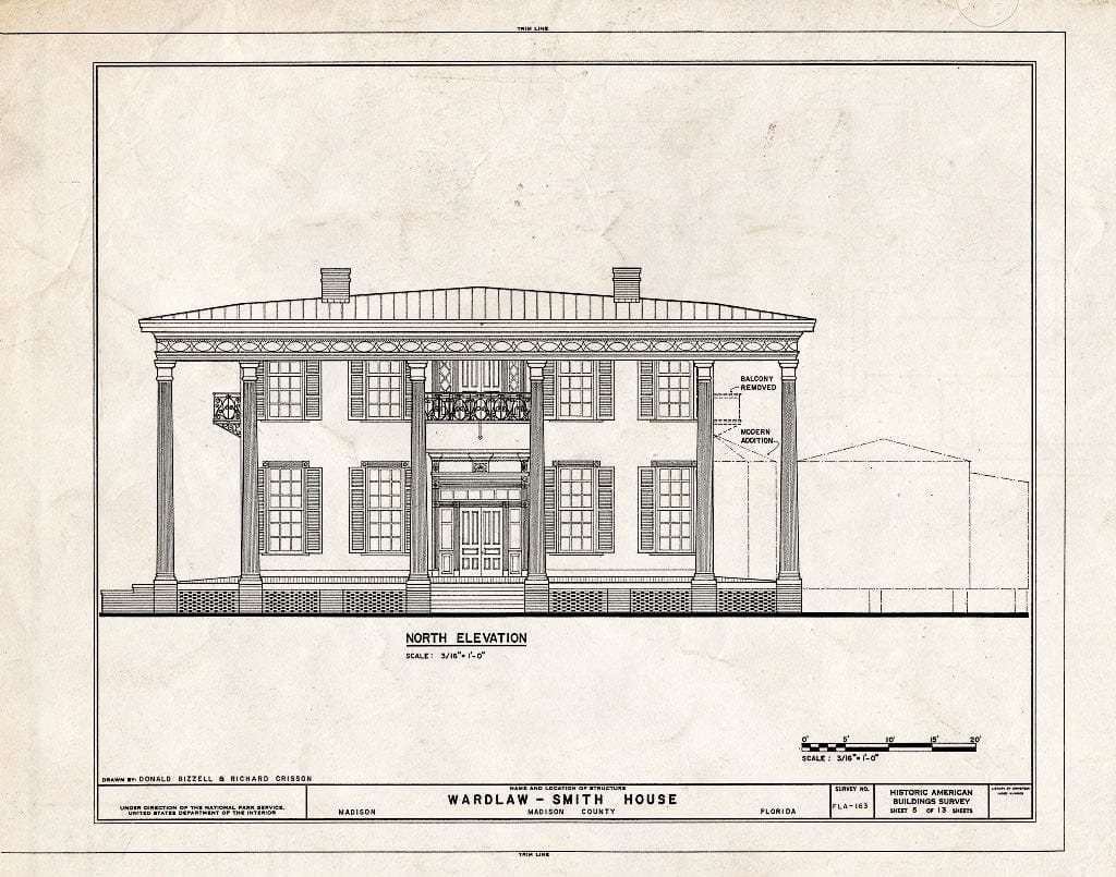 Blueprint HABS FLA,40-MAD,1- (Sheet 5 of 13) - Wardlaw-Smith House, Washington Street, Madison, Madison County, FL