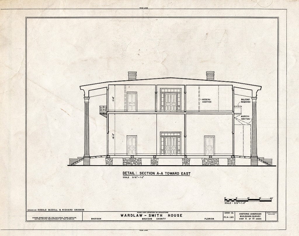 Blueprint HABS FLA,40-MAD,1- (Sheet 6 of 13) - Wardlaw-Smith House, Washington Street, Madison, Madison County, FL