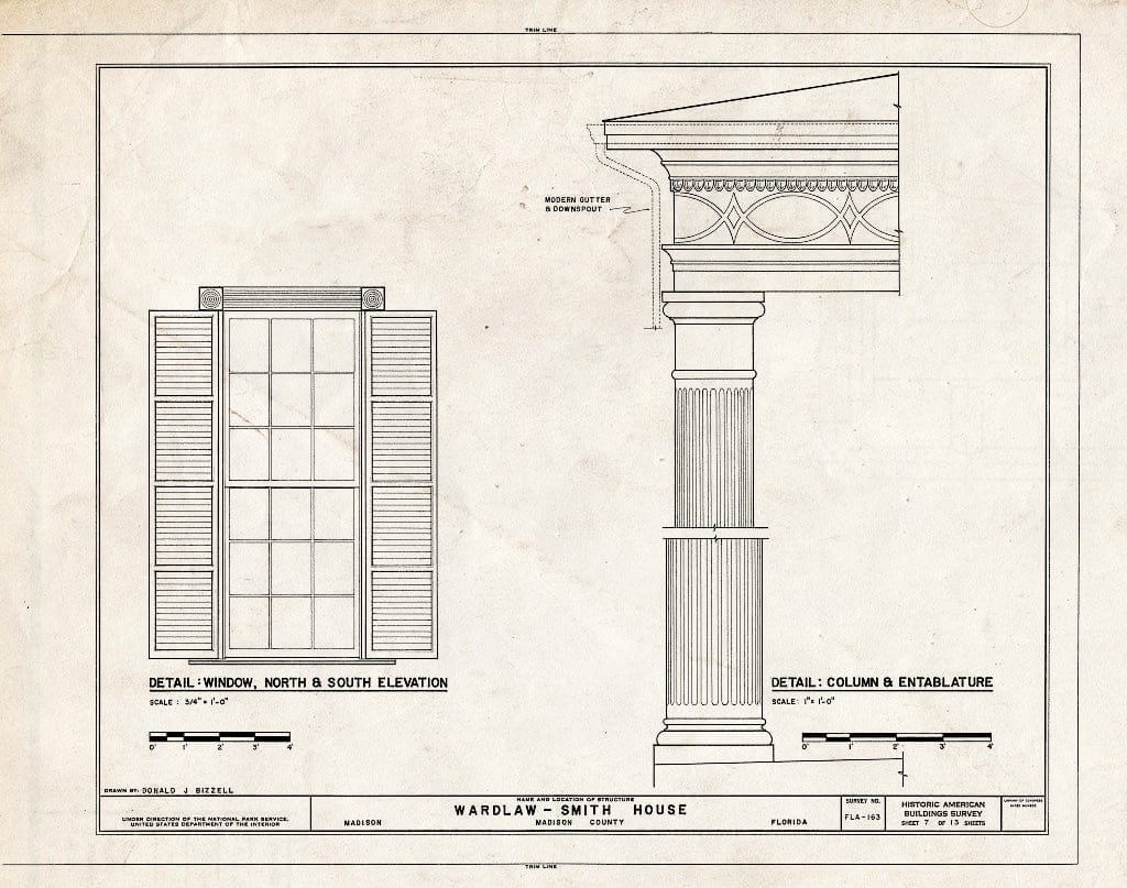 Blueprint HABS FLA,40-MAD,1- (Sheet 7 of 13) - Wardlaw-Smith House, Washington Street, Madison, Madison County, FL