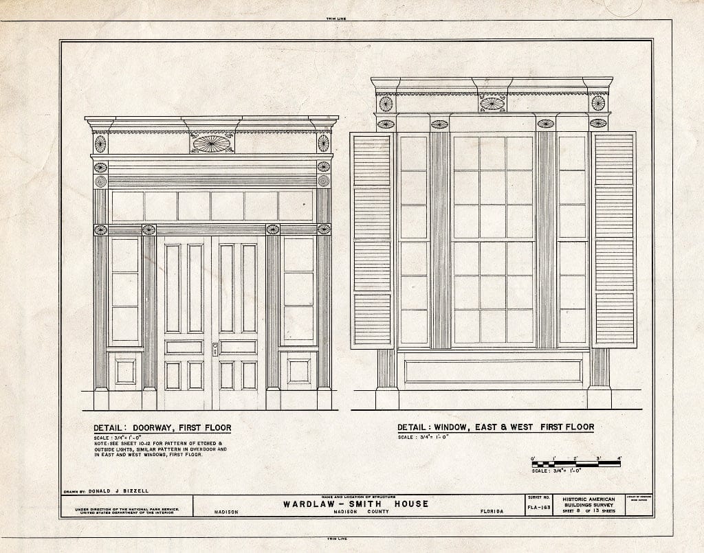 Blueprint HABS FLA,40-MAD,1- (Sheet 8 of 13) - Wardlaw-Smith House, Washington Street, Madison, Madison County, FL