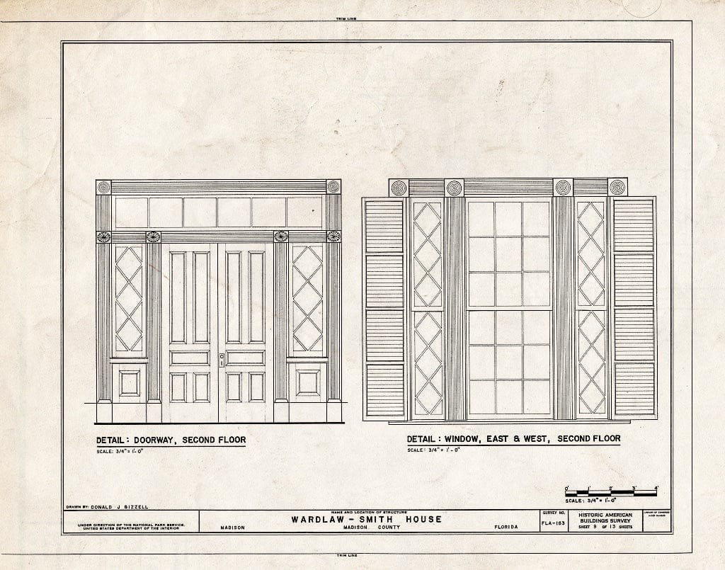 Blueprint HABS FLA,40-MAD,1- (Sheet 9 of 13) - Wardlaw-Smith House, Washington Street, Madison, Madison County, FL