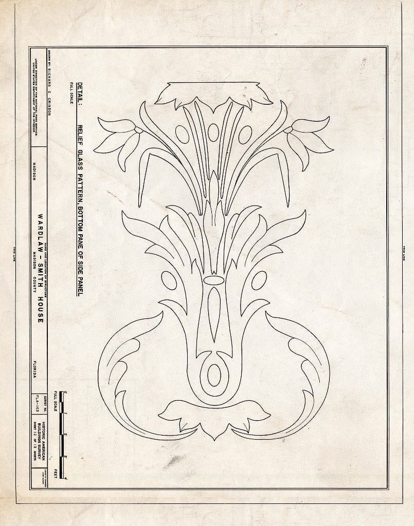 Blueprint HABS FLA,40-MAD,1- (Sheet 12 of 13) - Wardlaw-Smith House, Washington Street, Madison, Madison County, FL