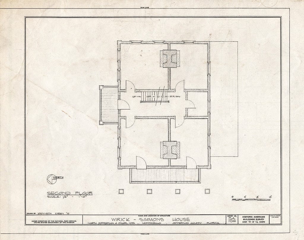 Blueprint HABS FLA,33-Mont,2- (Sheet 3 of 12) - Wirick-Simmons House, Jefferson & Pearl Streets, Monticello, Jefferson County, FL