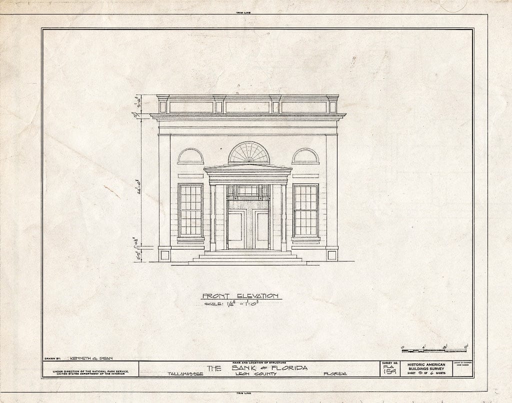 Blueprint HABS FLA,37-TALA,4- (Sheet 3 of 6) - Bank of Florida, Calhoun & Appalachia Parkway (Moved from Adams Street), Tallahassee, Leon County, FL