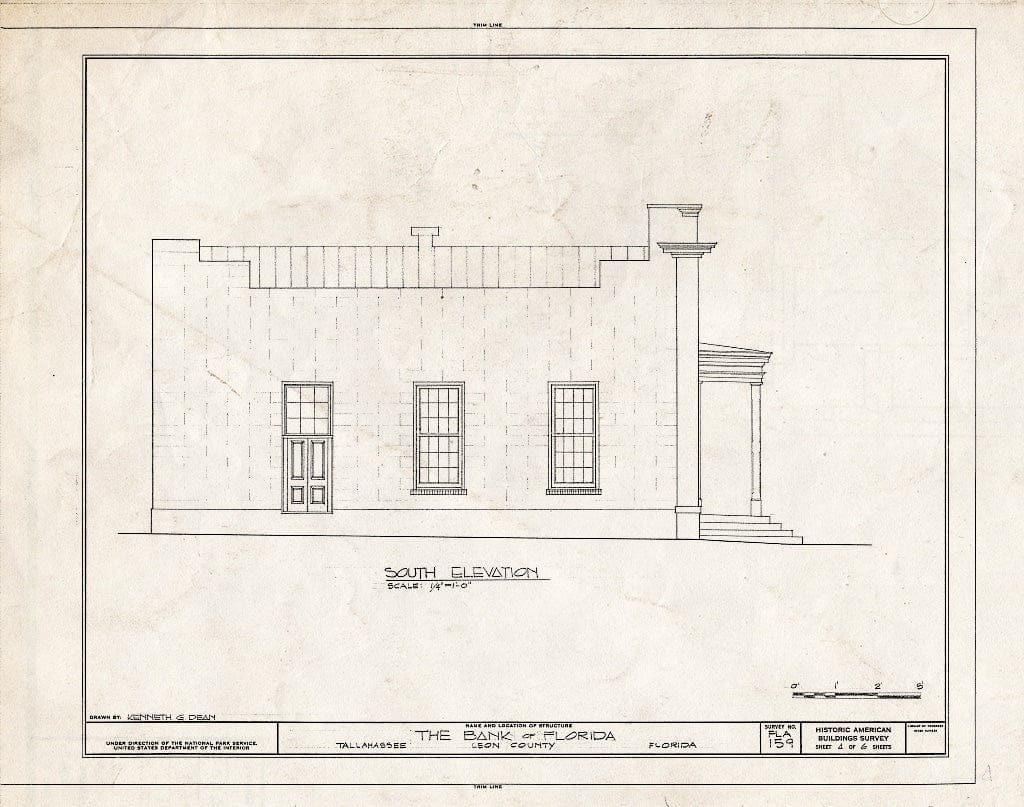 Blueprint HABS FLA,37-TALA,4- (Sheet 4 of 6) - Bank of Florida, Calhoun & Appalachia Parkway (Moved from Adams Street), Tallahassee, Leon County, FL