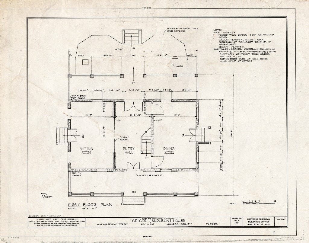 Blueprint HABS FLA,44-Key,10- (Sheet 2 of 6) - John Geiger House, 205 Whitehead Street, Key West, Monroe County, FL