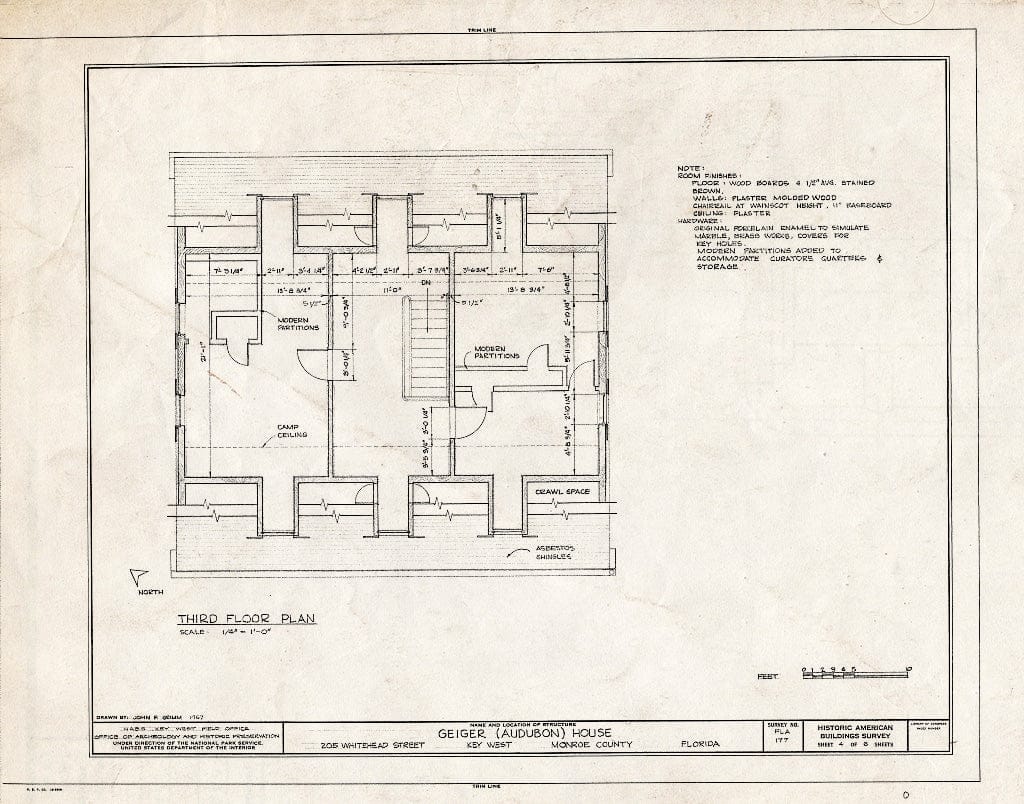 Blueprint HABS FLA,44-Key,10- (Sheet 4 of 6) - John Geiger House, 205 Whitehead Street, Key West, Monroe County, FL