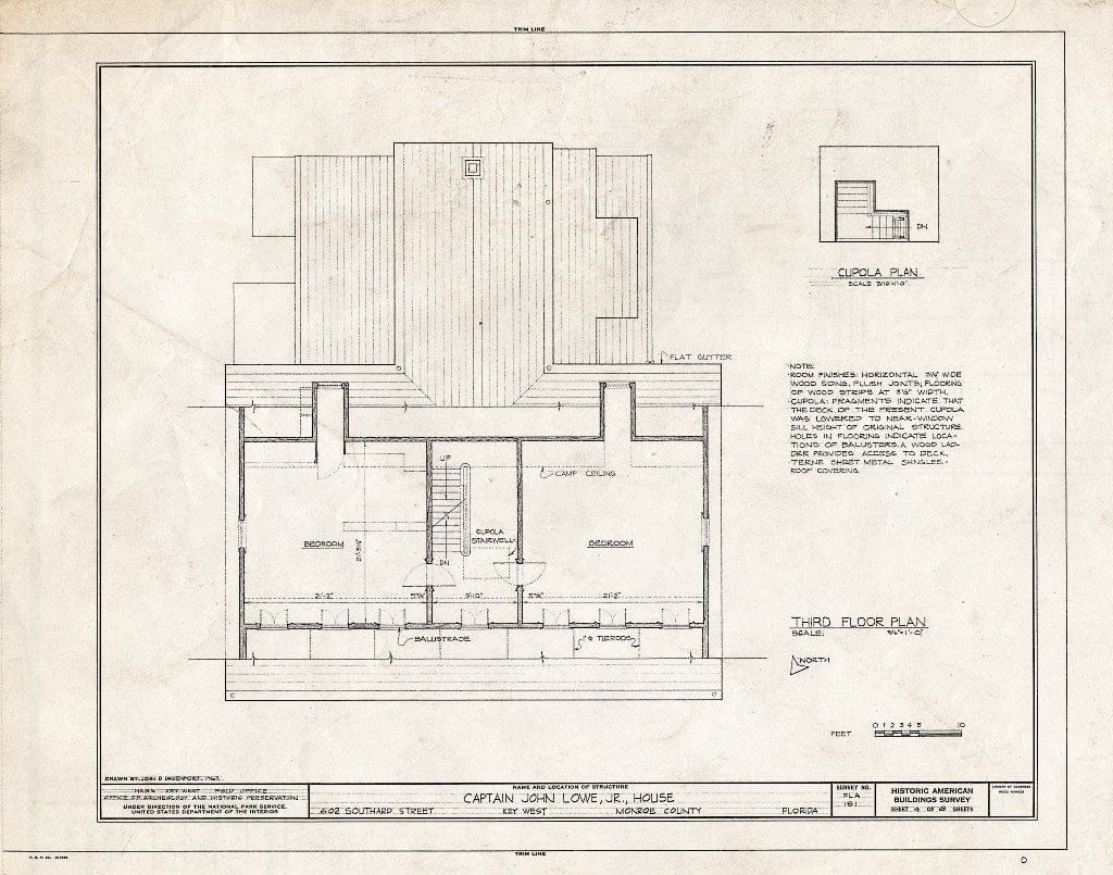 Blueprint HABS FLA,44-KEY-21- (Sheet 4 of 8) - Captain John Lowe Jr. House, 620 Southard Street, Key West, Monroe County, FL
