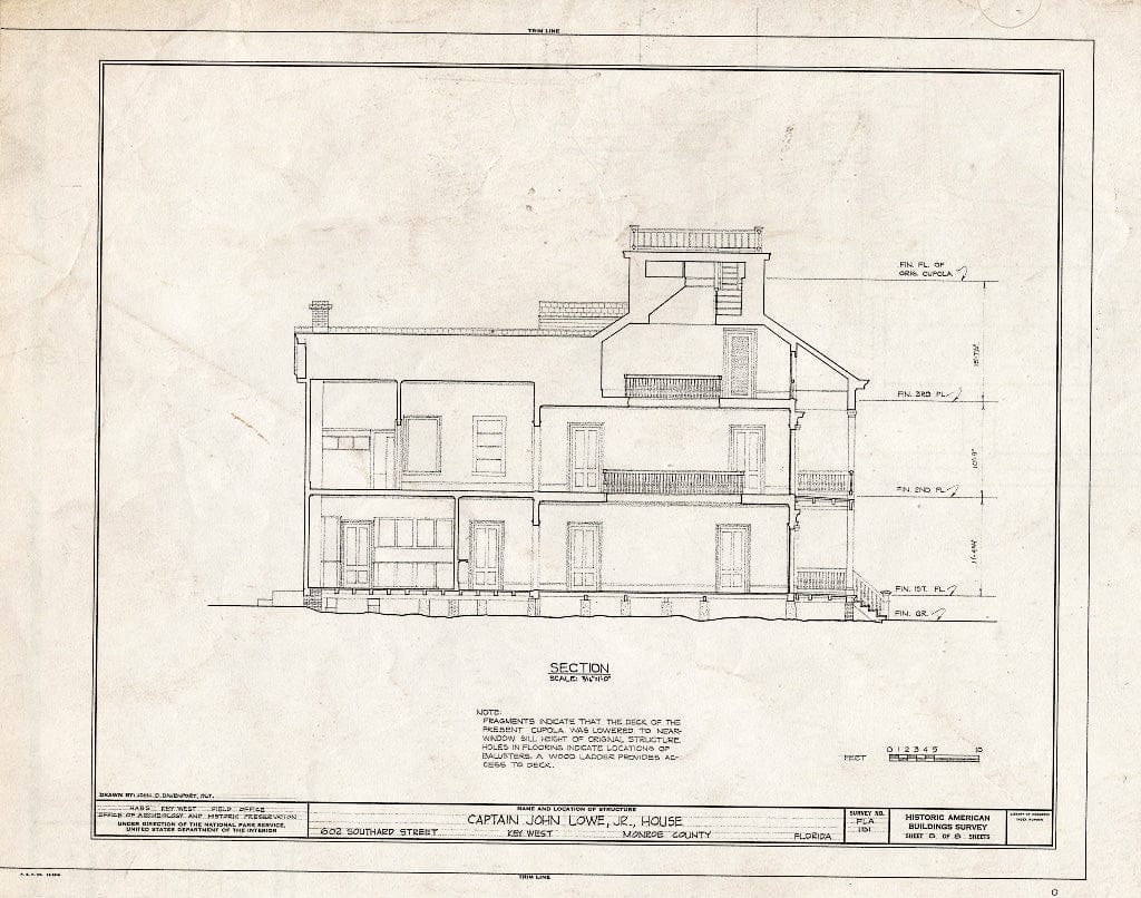 Blueprint HABS FLA,44-KEY-21- (Sheet 8 of 8) - Captain John Lowe Jr. House, 620 Southard Street, Key West, Monroe County, FL