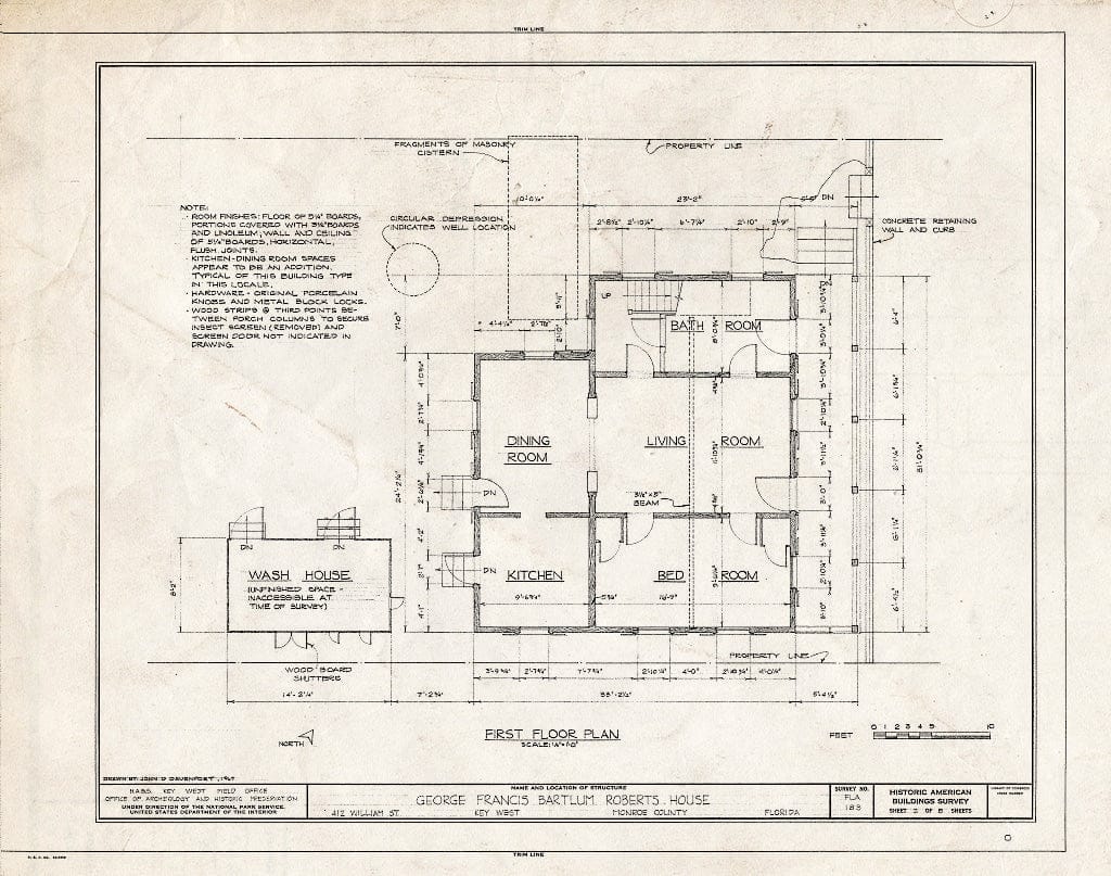 Blueprint HABS FLA,44-Key,19- (Sheet 2 of 5) - George Francis Bartlum Roberts House, 412 William Street, Key West, Monroe County, FL