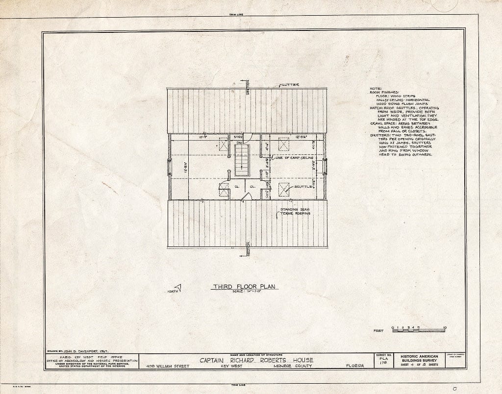 Blueprint HABS FLA,44-Key,9- (Sheet 4 of 8) - Captain Richard Roberts House, 408 William Street, Key West, Monroe County, FL