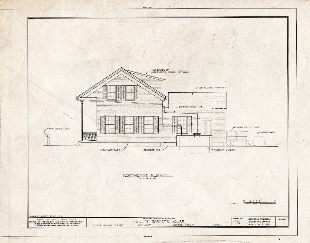 Blueprint HABS FLA,44-Key,20- (Sheet 5 of 5) - Samuel Roberts House, 1025 Fleming Street, Key West, Monroe County, FL