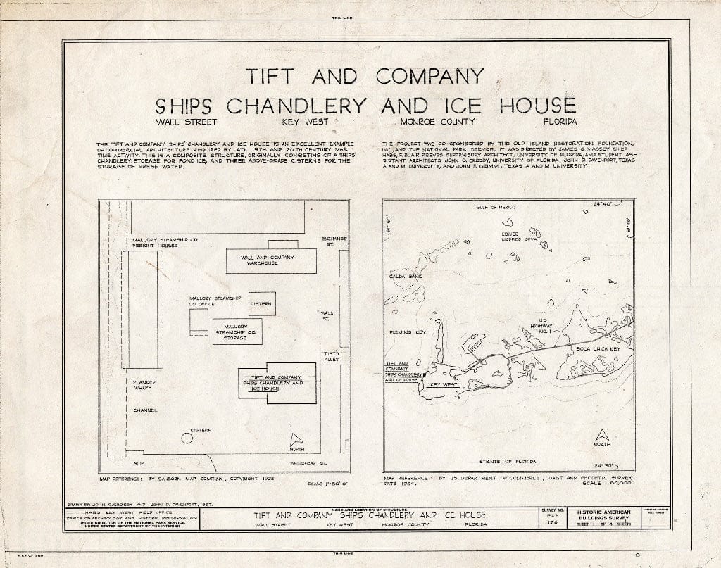 Blueprint HABS FLA,44-Key,8- (Sheet 1 of 4) - Tift & Company, Ships Chandlery & Icehouse, Mallory Square, Key West, Monroe County, FL
