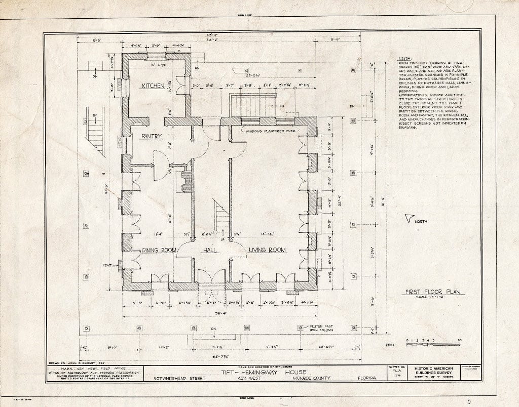 Blueprint HABS FLA,44-Key,11- (Sheet 3 of 7) - Tift-Hemingway House, 907 Whitehead Street, Key West, Monroe County, FL