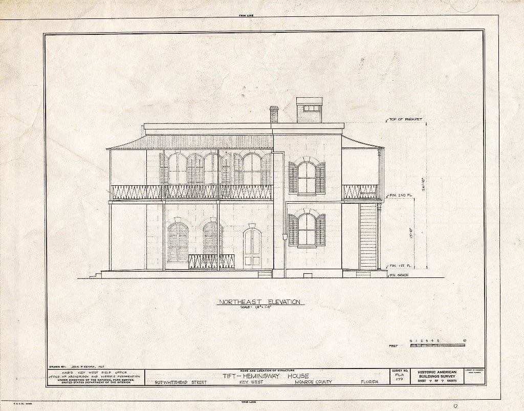 Blueprint HABS FLA,44-Key,11- (Sheet 7 of 7) - Tift-Hemingway House, 907 Whitehead Street, Key West, Monroe County, FL