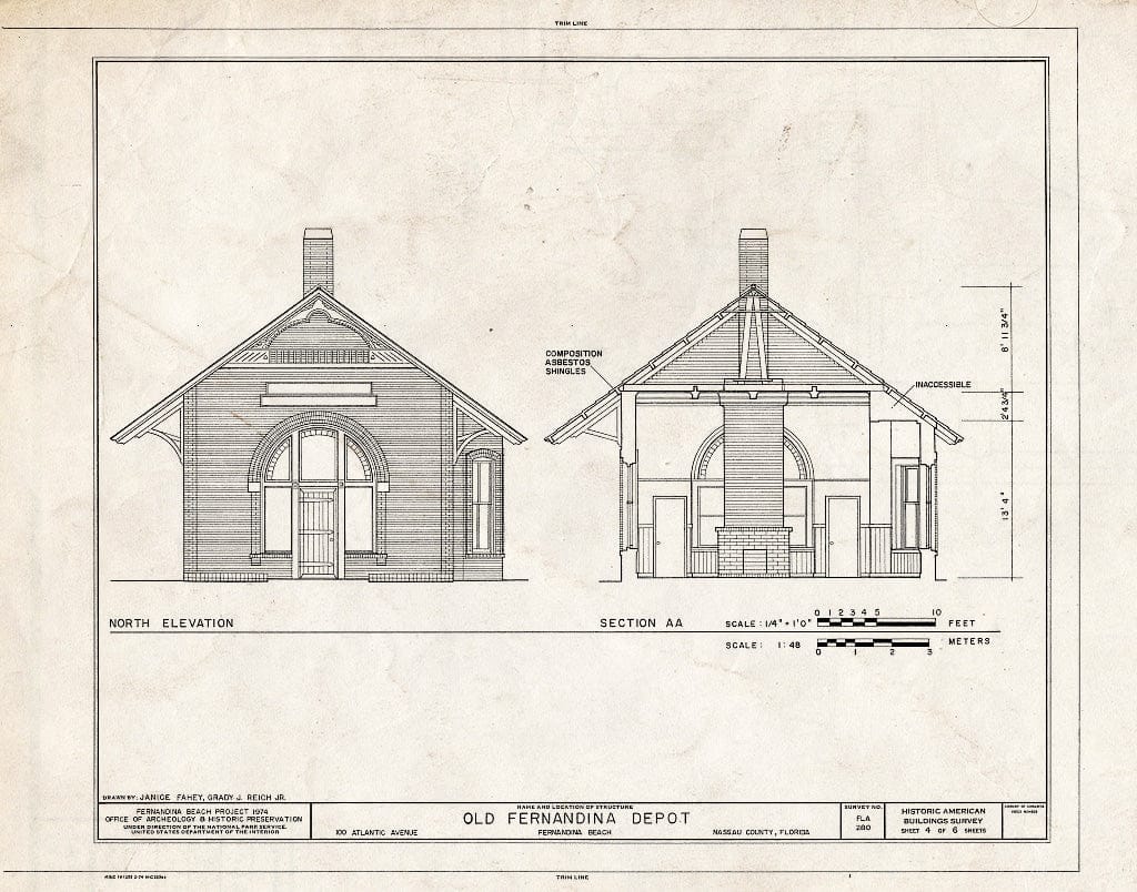 Blueprint HABS FLA,45-FERB,1- (Sheet 4 of 6) - Old Fernandina Depot, 100 Atlantic Avenue, Fernandina Beach, Nassau County, FL