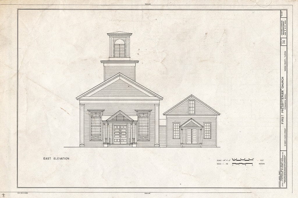 Blueprint HABS FLA,45-FERB,2- (Sheet 3 of 5) - First Presbyterian Church, 19 North Sixth Street, Fernandina Beach, Nassau County, FL