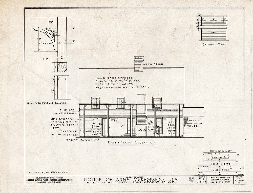Blueprint HABS FLA,16-FOGEO.V,1- (Sheet 5 of 7) - Anna Jai House (Slave Quarters & Driver's Cabin), Fort George Island, Duval County, FL