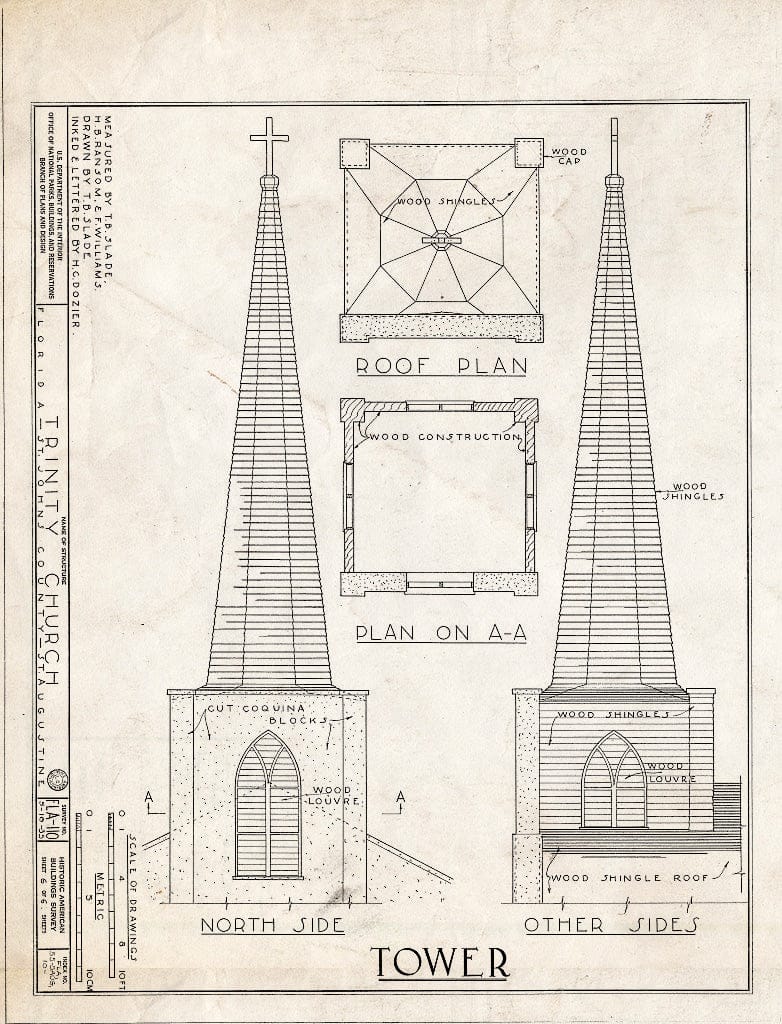 Blueprint HABS FLA,55-SAUG,10- (Sheet 6 of 6) - Trinity Church (Episcopal), Saint George & King Streets, Saint Augustine, St. Johns County, FL