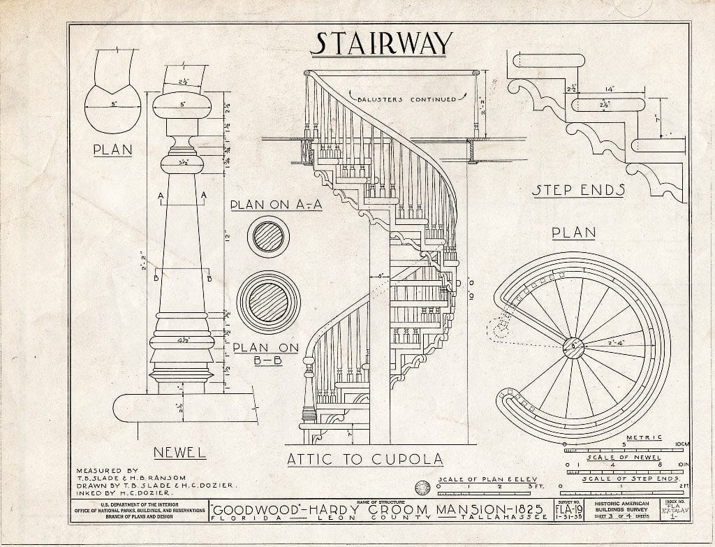 Blueprint HABS FLA,37-TALA.V,1- (Sheet 3 of 4) - Goodwood Plantation, Tallahassee, Leon County, FL