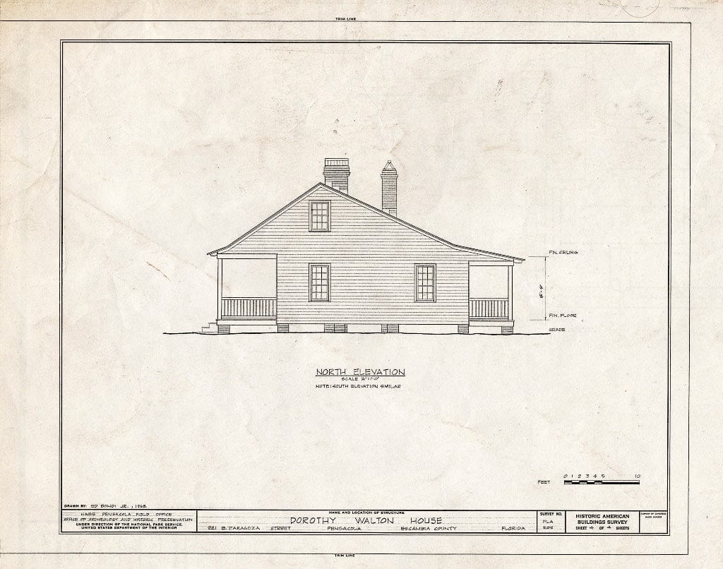 Blueprint HABS FLA,17-Pensa,11- (Sheet 4 of 4) - Dorothy Walton House, 221 East Zaragoza Street (Moved from 137 West Romana Street), Pensacola, Escambia County, FL