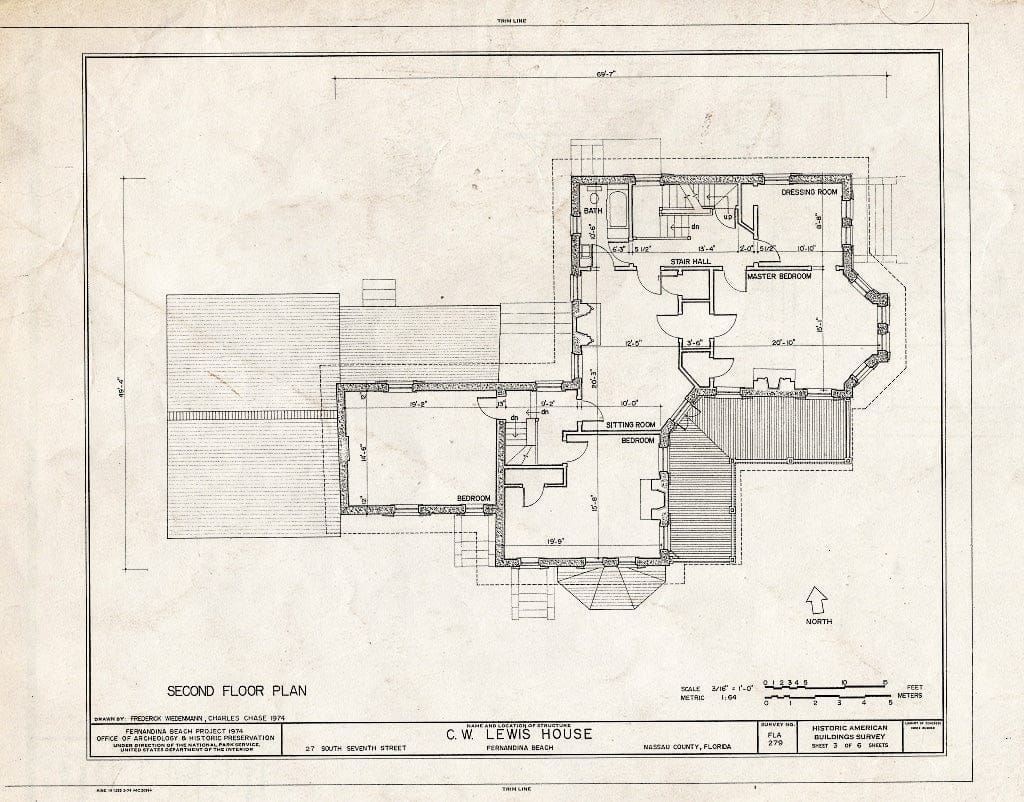 Blueprint HABS FLA,45-FERB,5- (Sheet 3 of 6) - C. W. Lewis House, 27 South Seventh Street, Fernandina Beach, Nassau County, FL