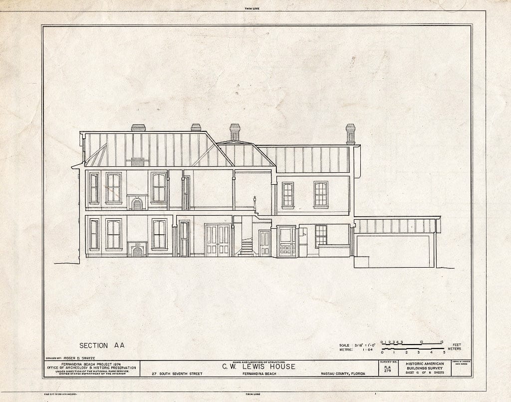 Blueprint HABS FLA,45-FERB,5- (Sheet 6 of 6) - C. W. Lewis House, 27 South Seventh Street, Fernandina Beach, Nassau County, FL